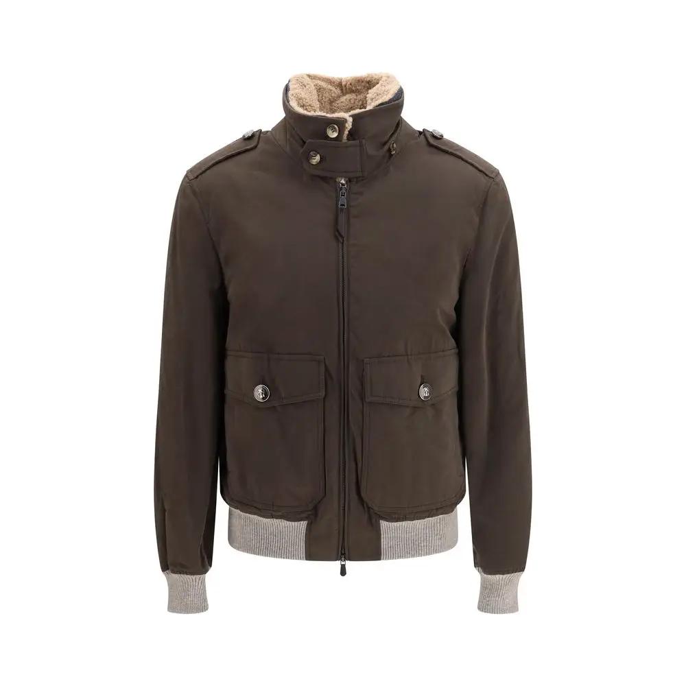 Brunello Cucinelli Brown Cotton Bomber