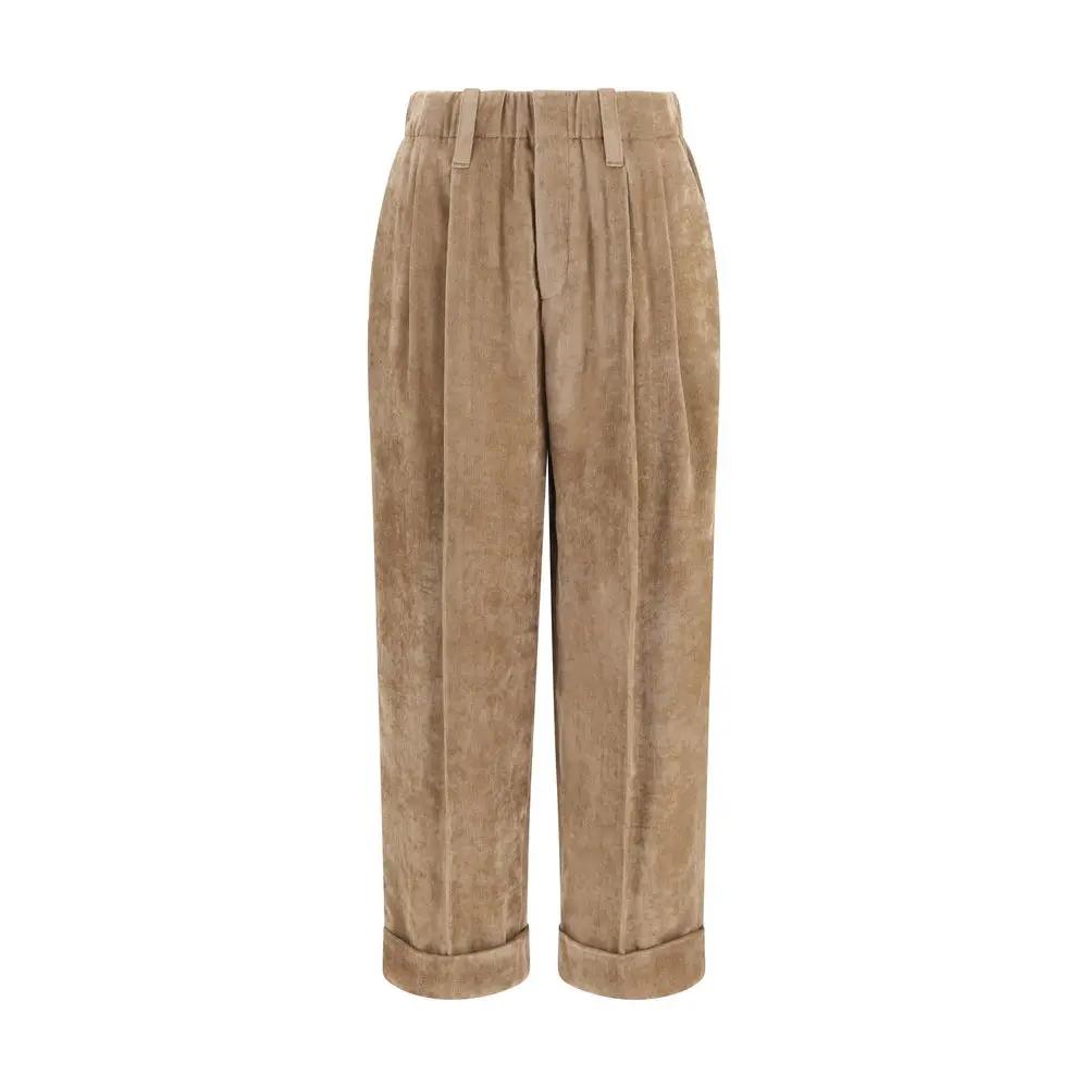 Brunello Cucinelli Brown Viscose Casual Pants