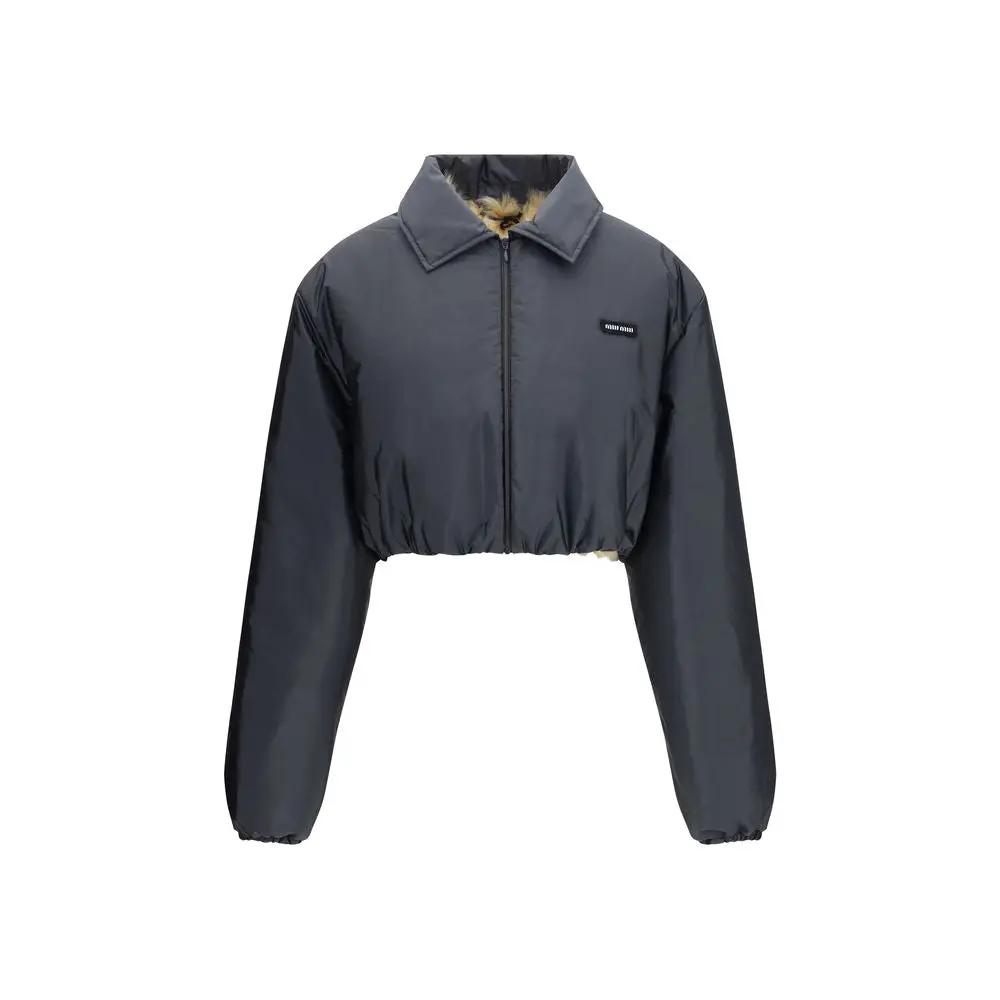 Miu Miu Miu Miu Gray Recycled Polyamide Shell Jacket