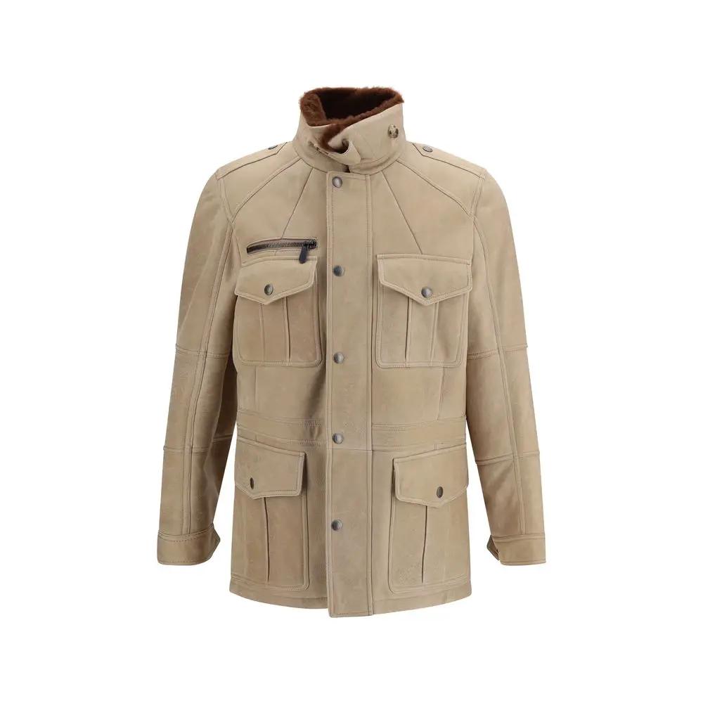 Brunello Cucinelli Brunello Cucinelli Beige Lambskin Full-Length Jacket