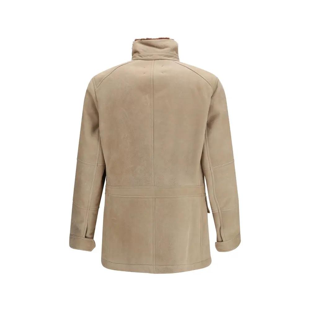 Brunello Cucinelli Brunello Cucinelli Beige Lambskin Full-Length Jacket