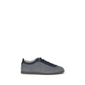 Brunello Cucinelli Gray Calf Leather Bos Taurus Low Top Sneakers