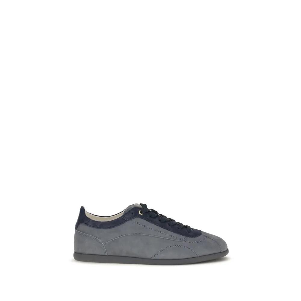 Brunello Cucinelli Gray Calf Leather Bos Taurus Low Top Sneakers