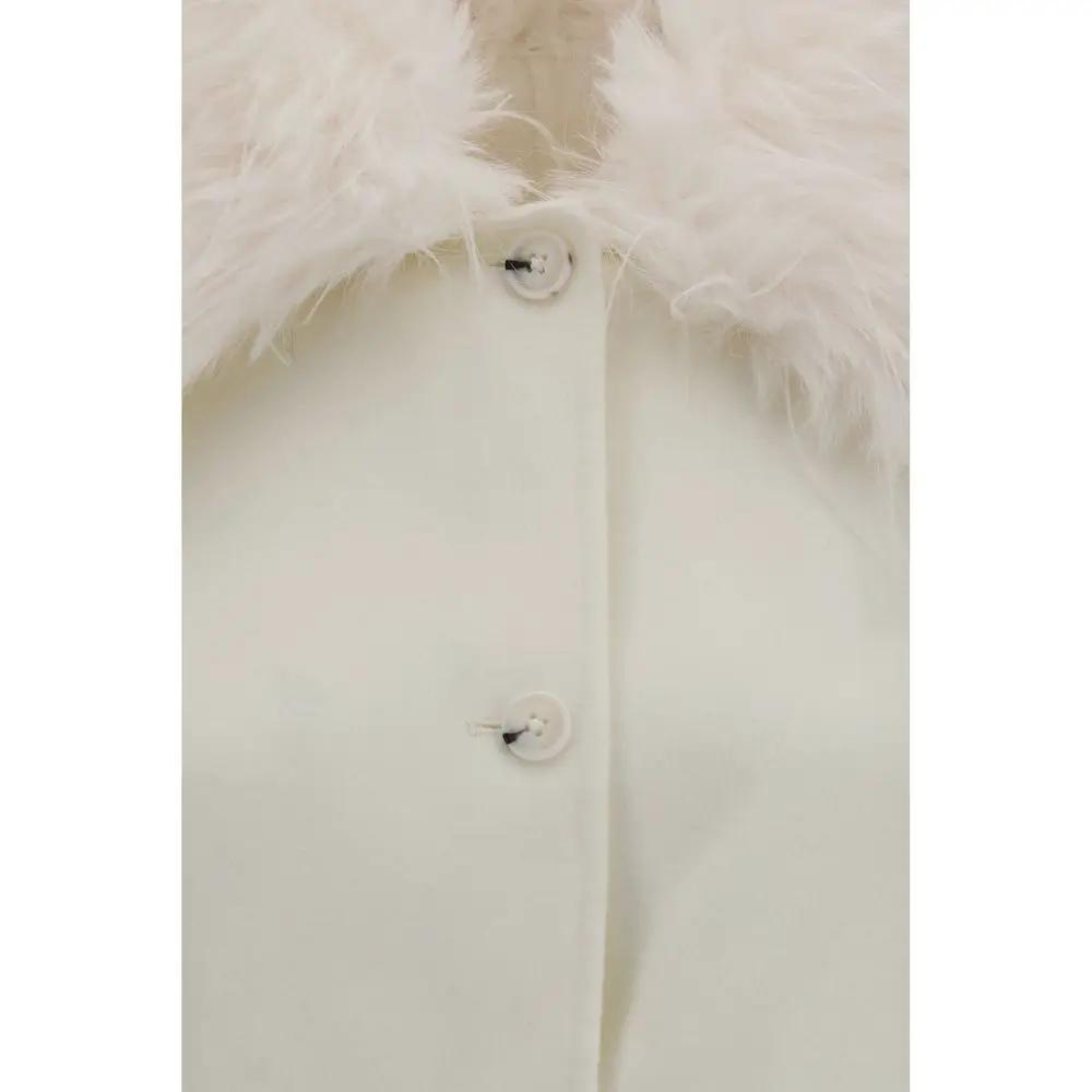 Loulou De Saison White Wool Oves Aries Full-Length Jacket