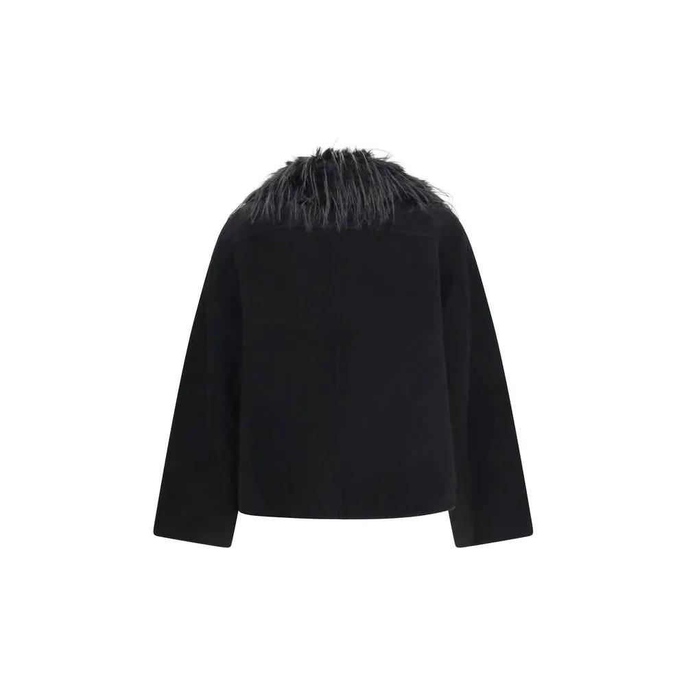Loulou De Saison Black Wool Oves Aries Full-Length Jacket