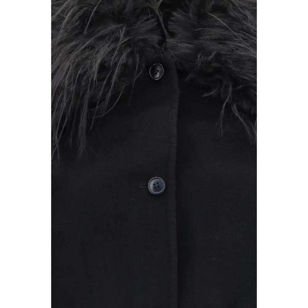 Loulou De Saison Black Wool Oves Aries Full-Length Jacket