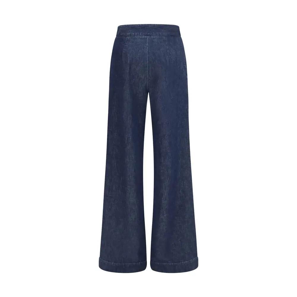 SA SU PHI SA SU PHI Blue Cotton Flared Jeans