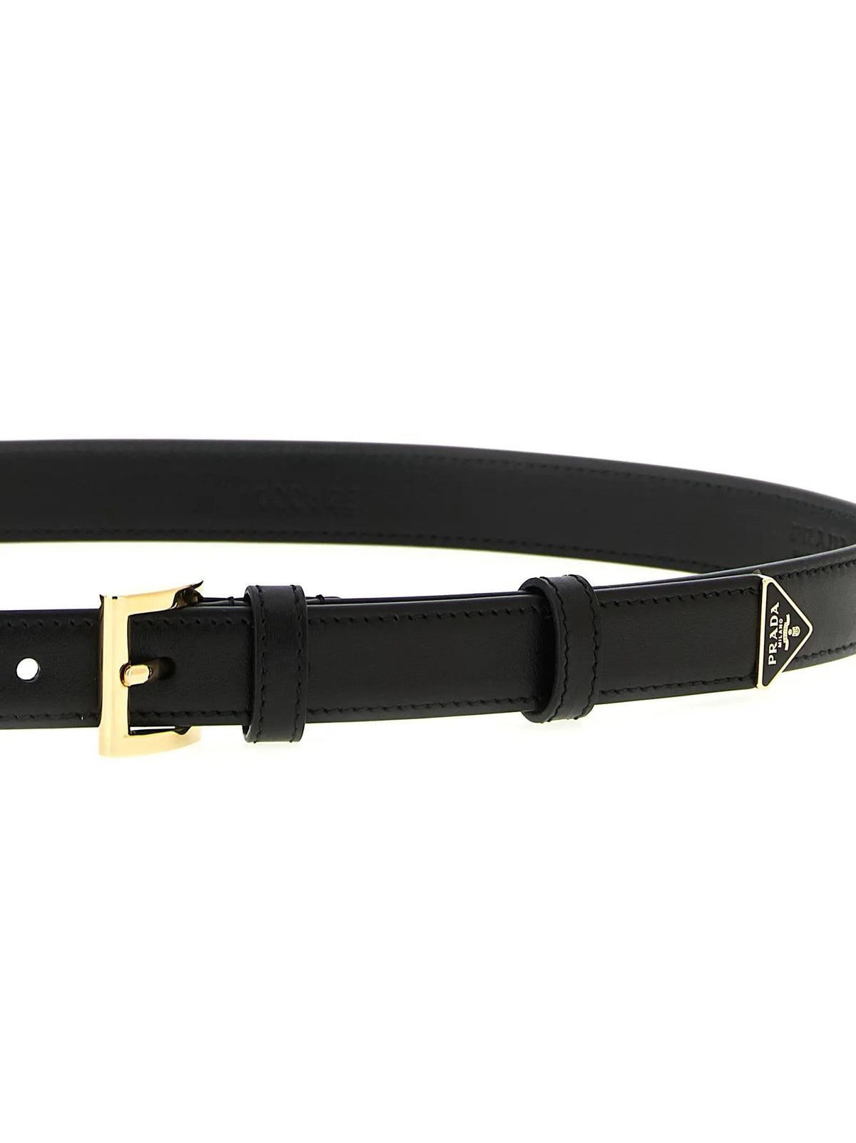 Ceinture classique en veau noir Prada