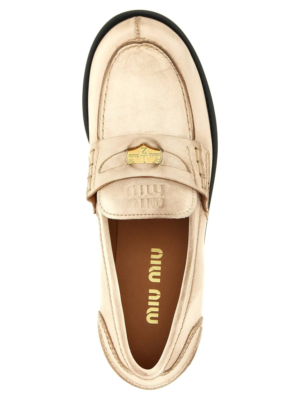 Miu Miu Miu Miu White Calfskin Slip-On Loafers