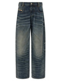 Diesel Blue Cotton Relaxed Fit Jeans