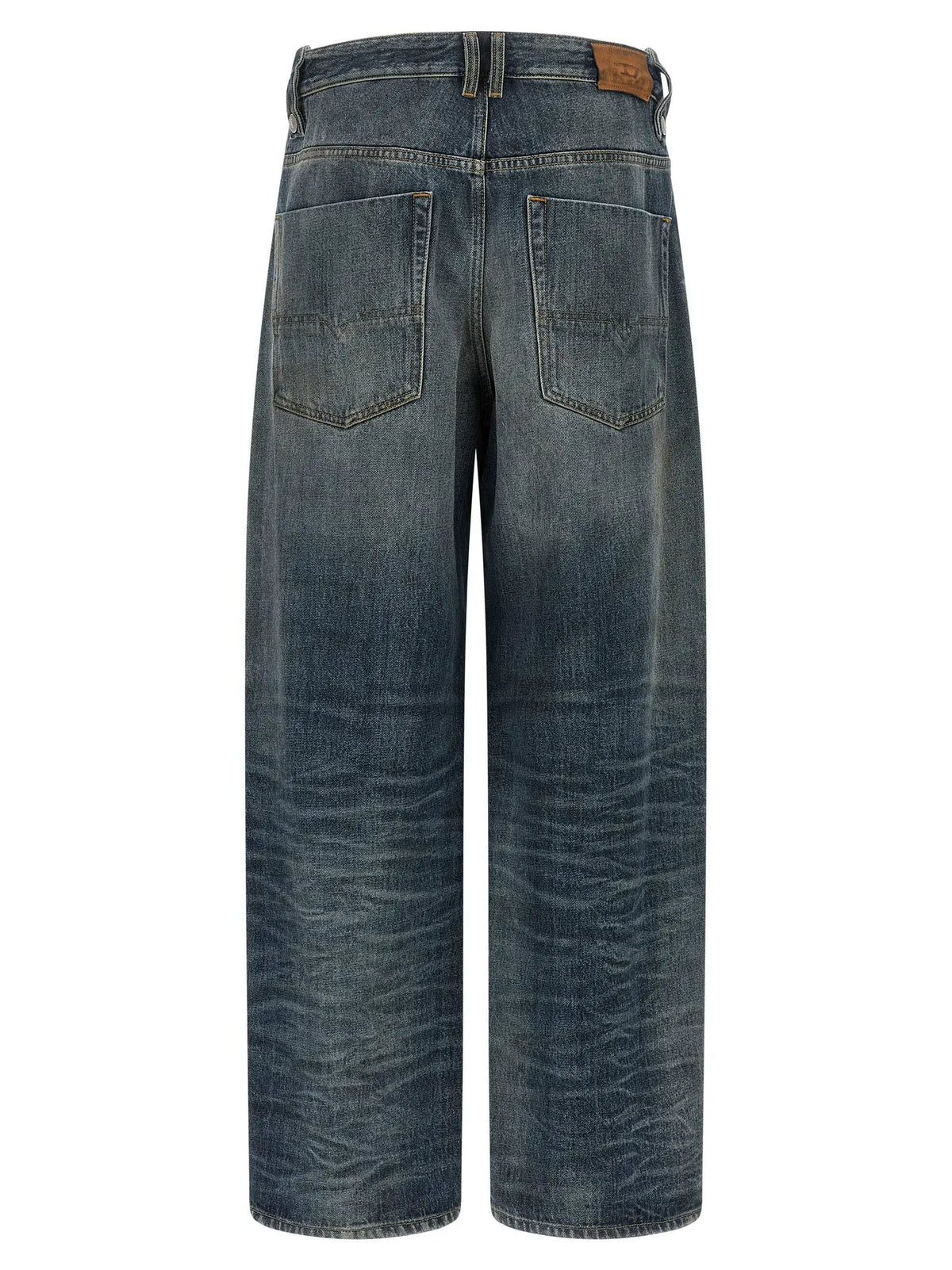 Diesel Blue Cotton Relaxed Fit Jeans