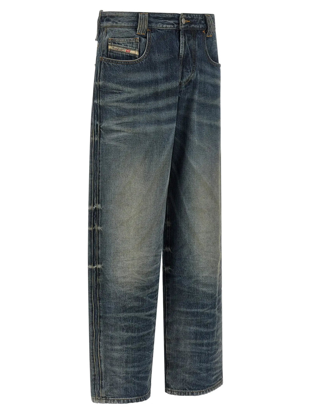 Diesel Blue Cotton Relaxed Fit Jeans
