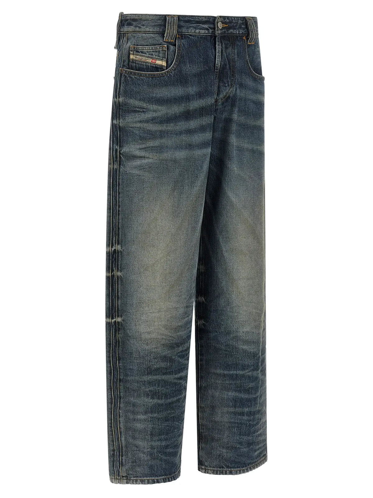 Diesel Blue Cotton Relaxed Fit Jeans