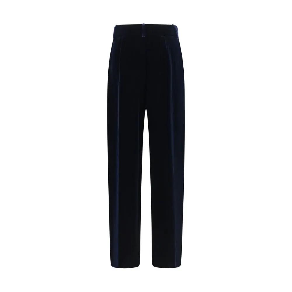 Giorgio Armani Blue Viscose Casual Pants