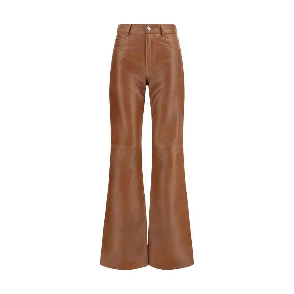 Haikure Brown Lambskin Flared Pants
