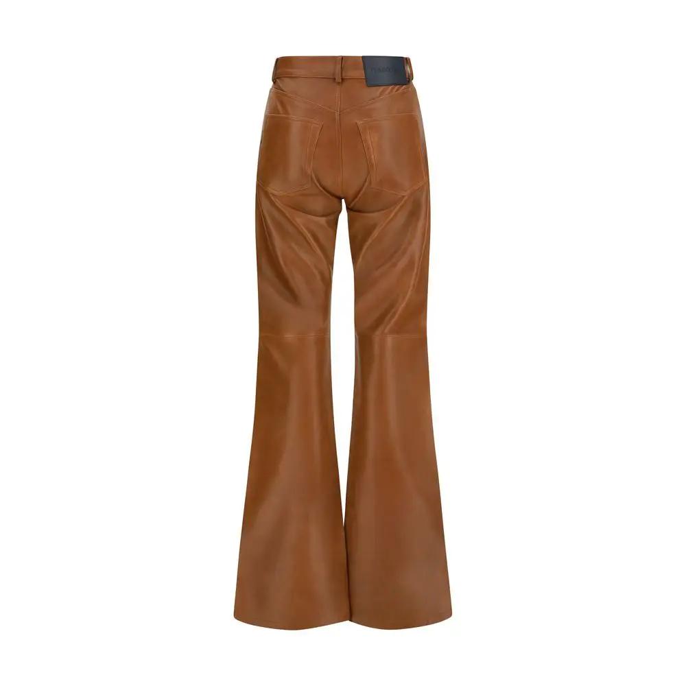 Haikure Brown Lambskin Flared Pants