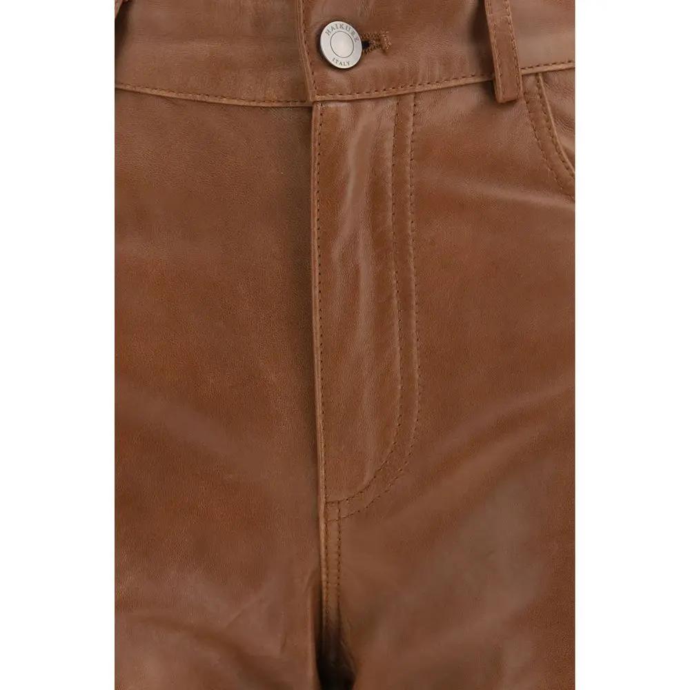 Haikure Brown Lambskin Flared Pants