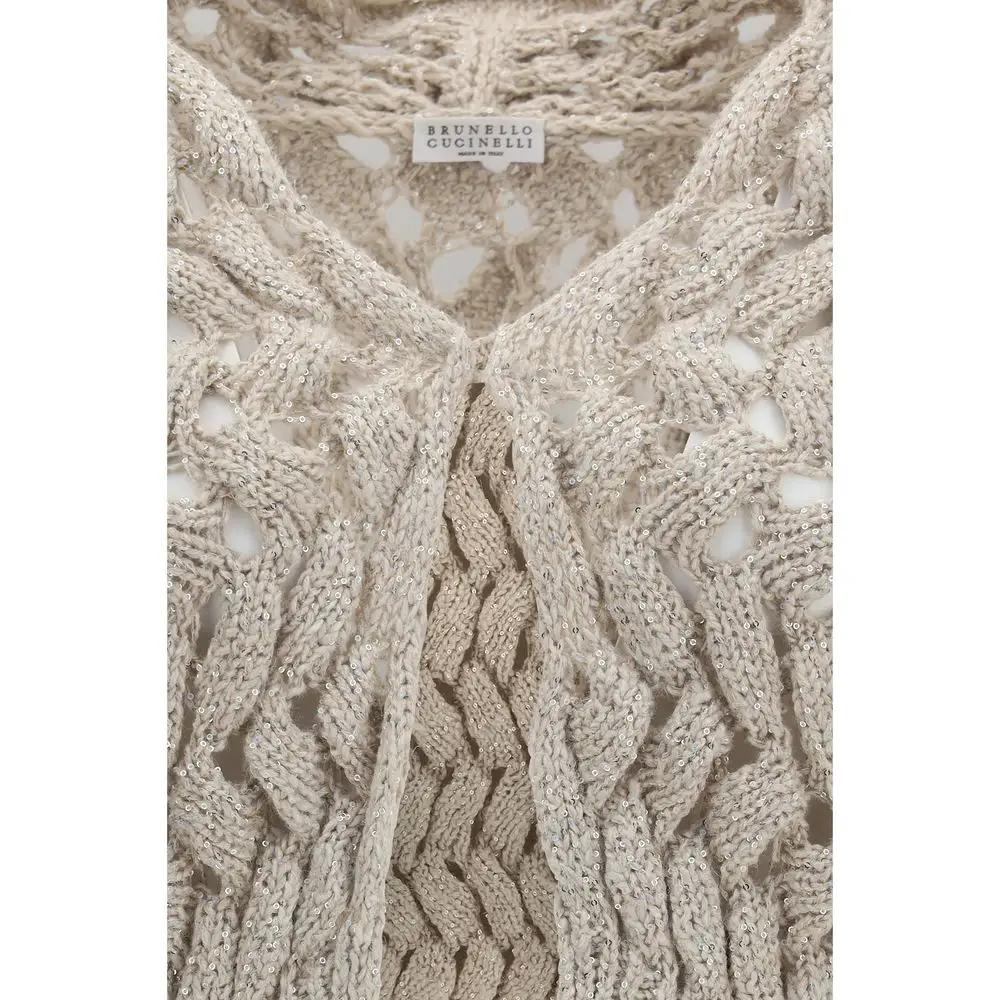 Brunello Cucinelli Beige Silk Cardigan