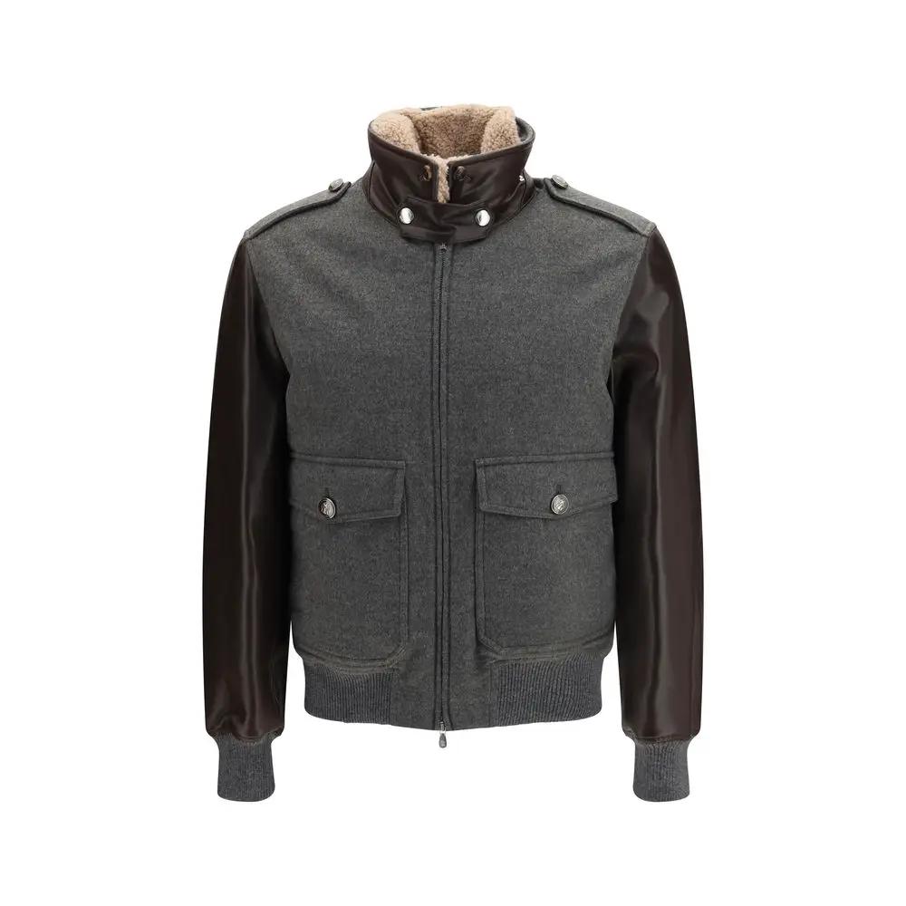 Blouson en cachemire gris Brunello Cucinelli
