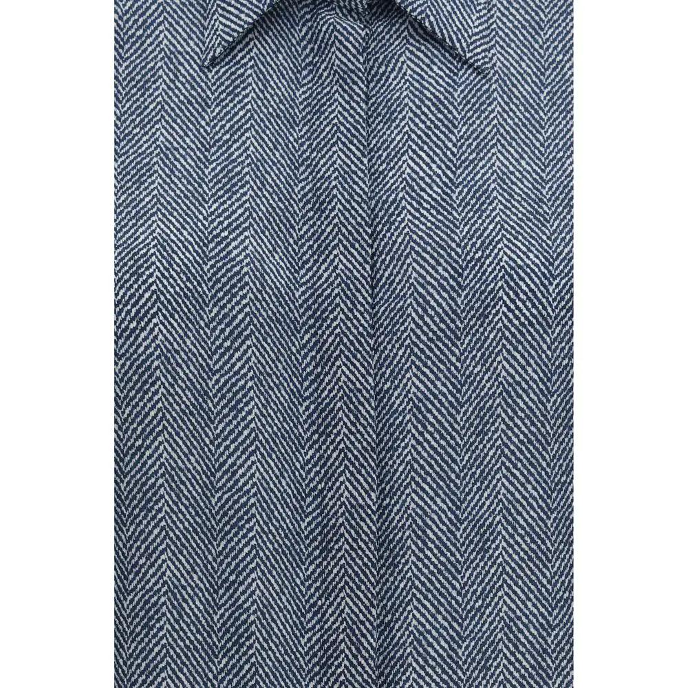 Sara Roka Blue Silk Pattern Shirt
