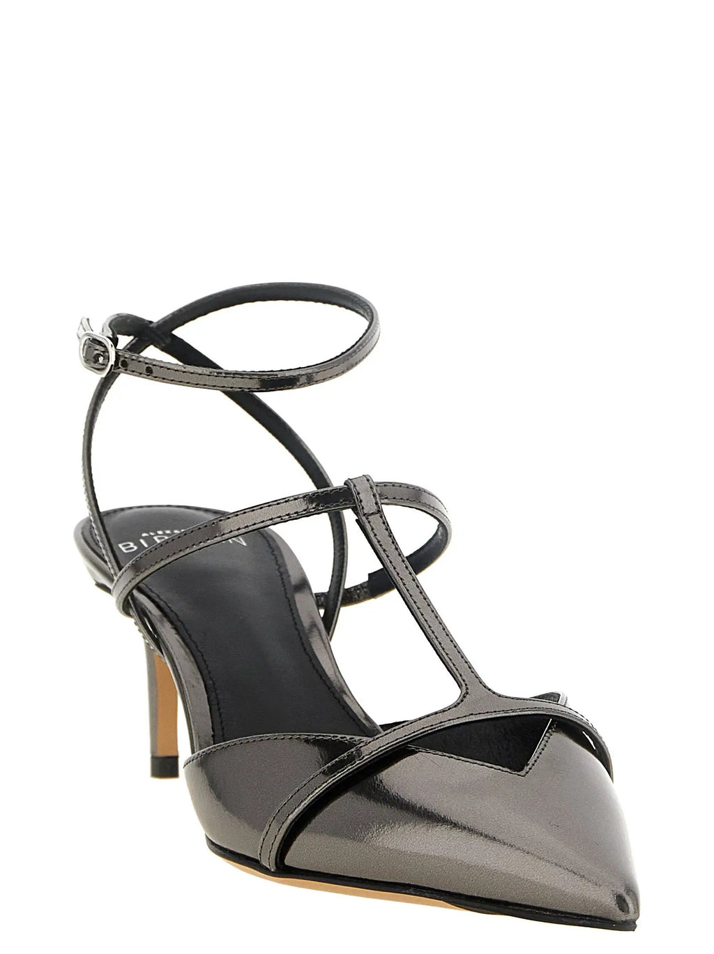 Sandales à talon aiguille en cuir de veau argenté Alexandre Birman