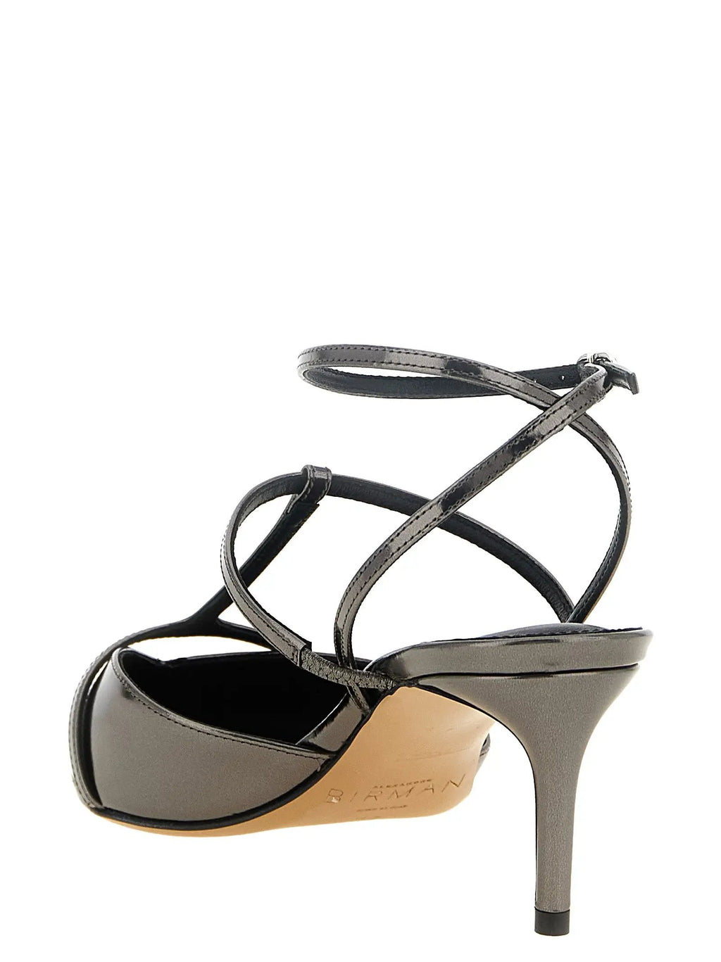 Sandales à talon aiguille en cuir de veau argenté Alexandre Birman