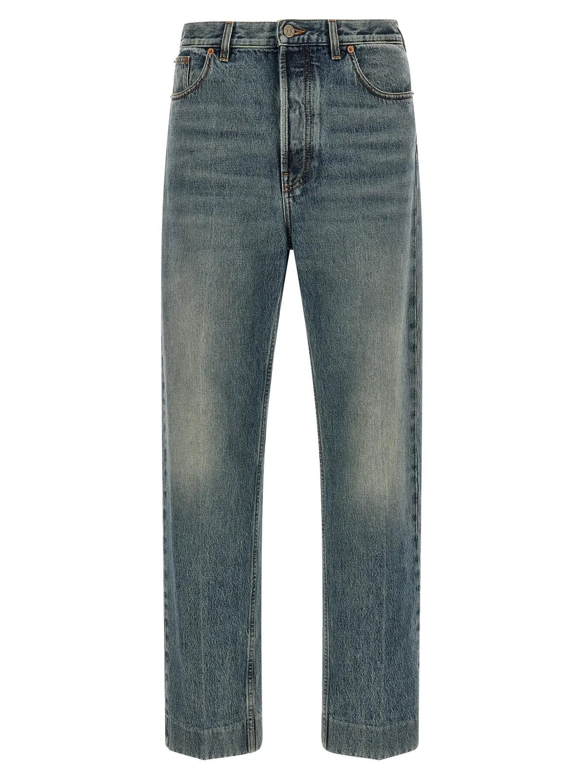 Valentino Garavani Valentino Garavani Blue Cotton Straight-Leg Jeans