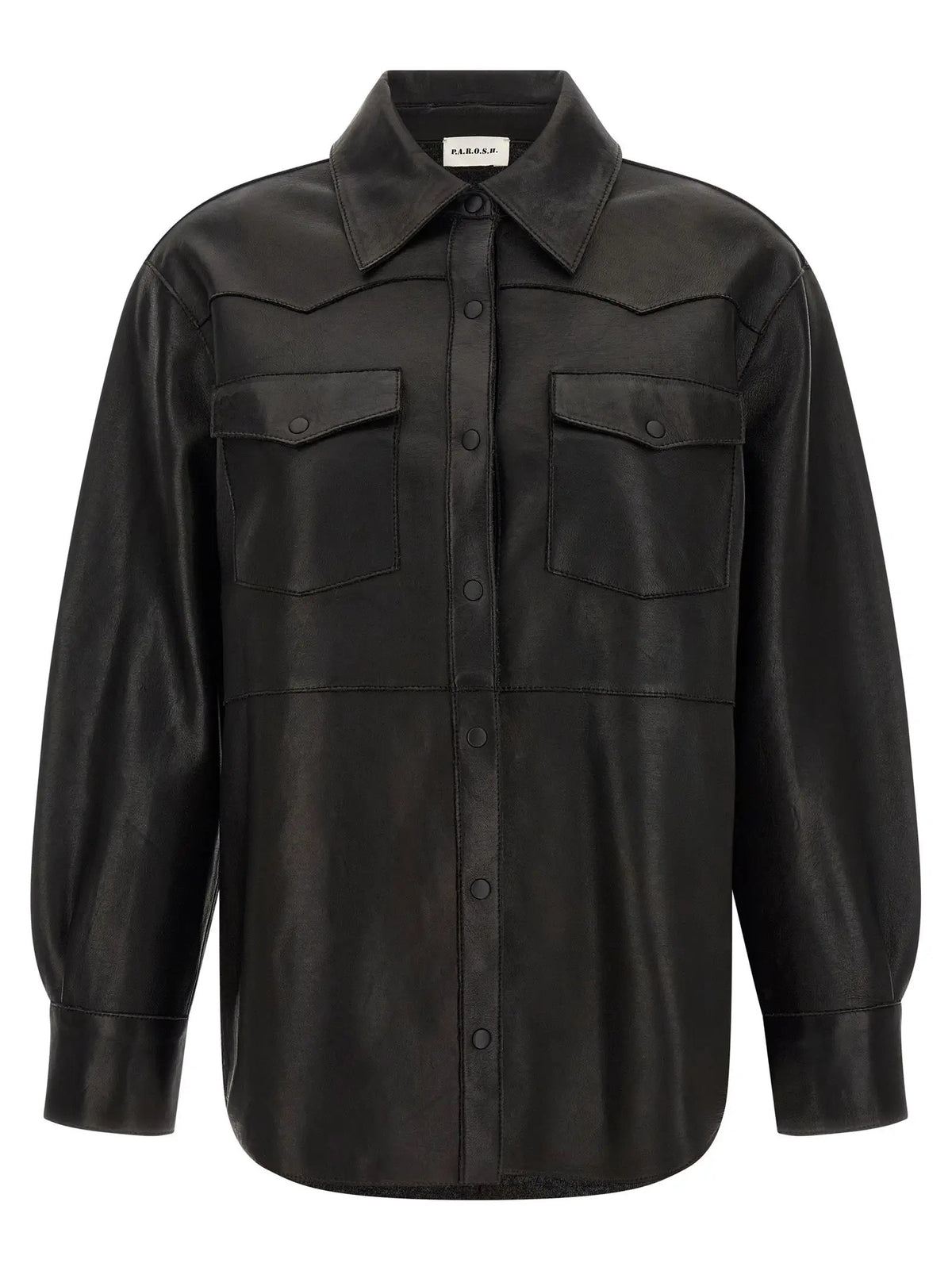 P.A.R.O.S.H. P.A.R.O.S.H. Black Lamb Leather Blouse