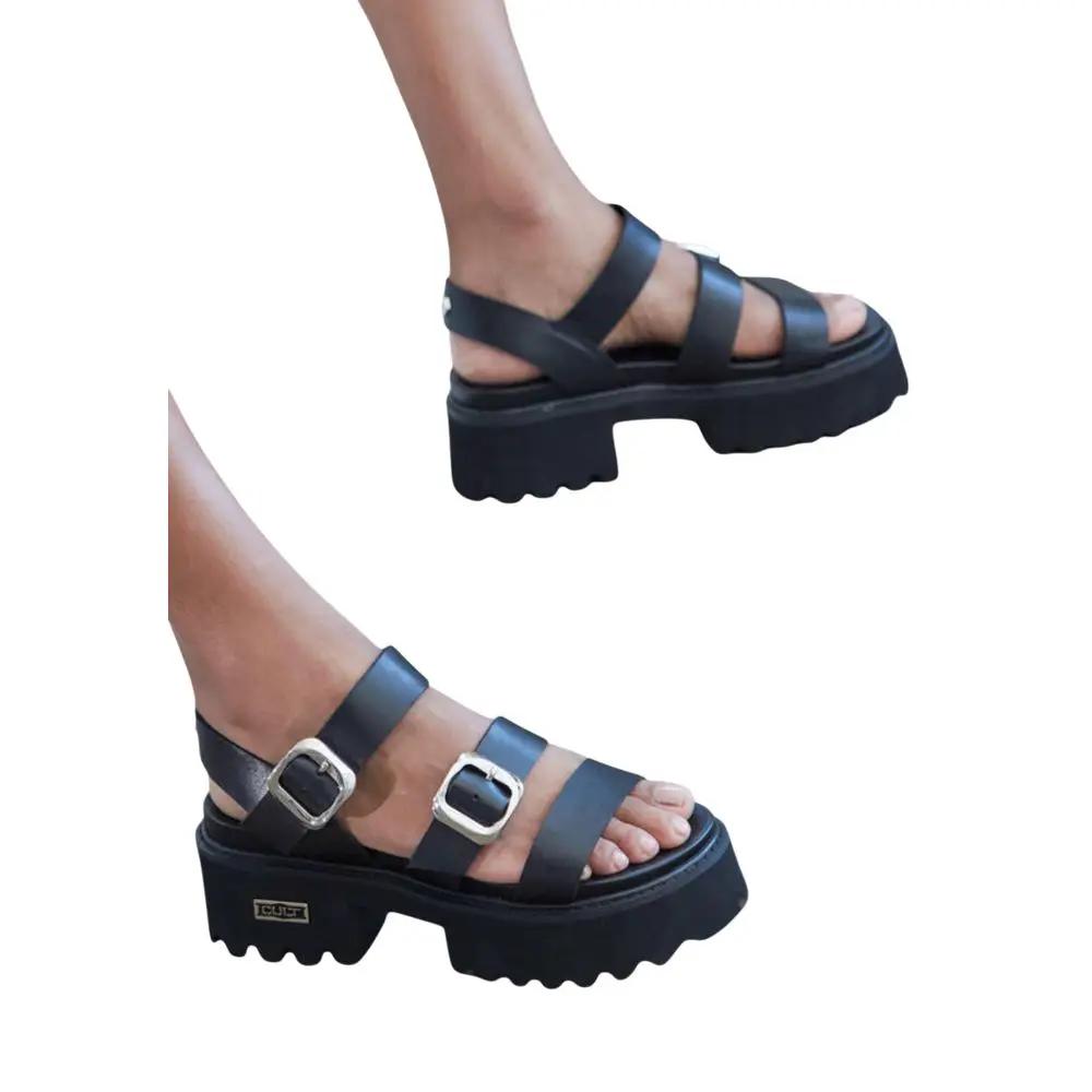 Cult Cult Black Leather Platform Sandals