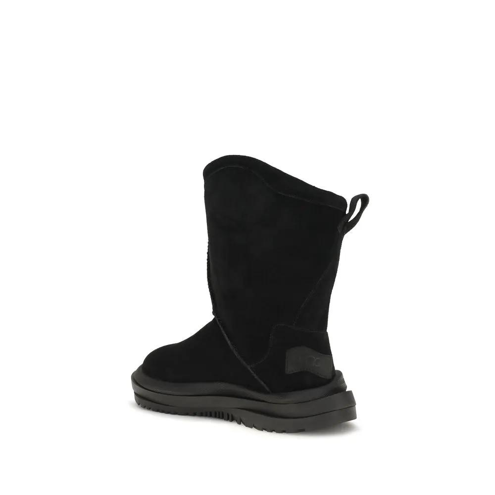 UGG UGG Black Suede Leather Flat Boots