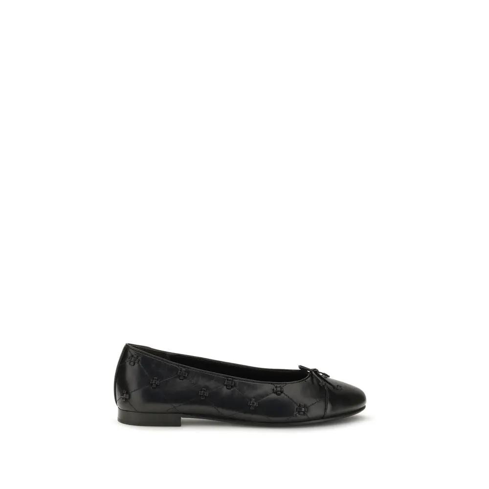 Tory Burch Tory Burch Black Calf Leather Bos Taurus Ballet Flats