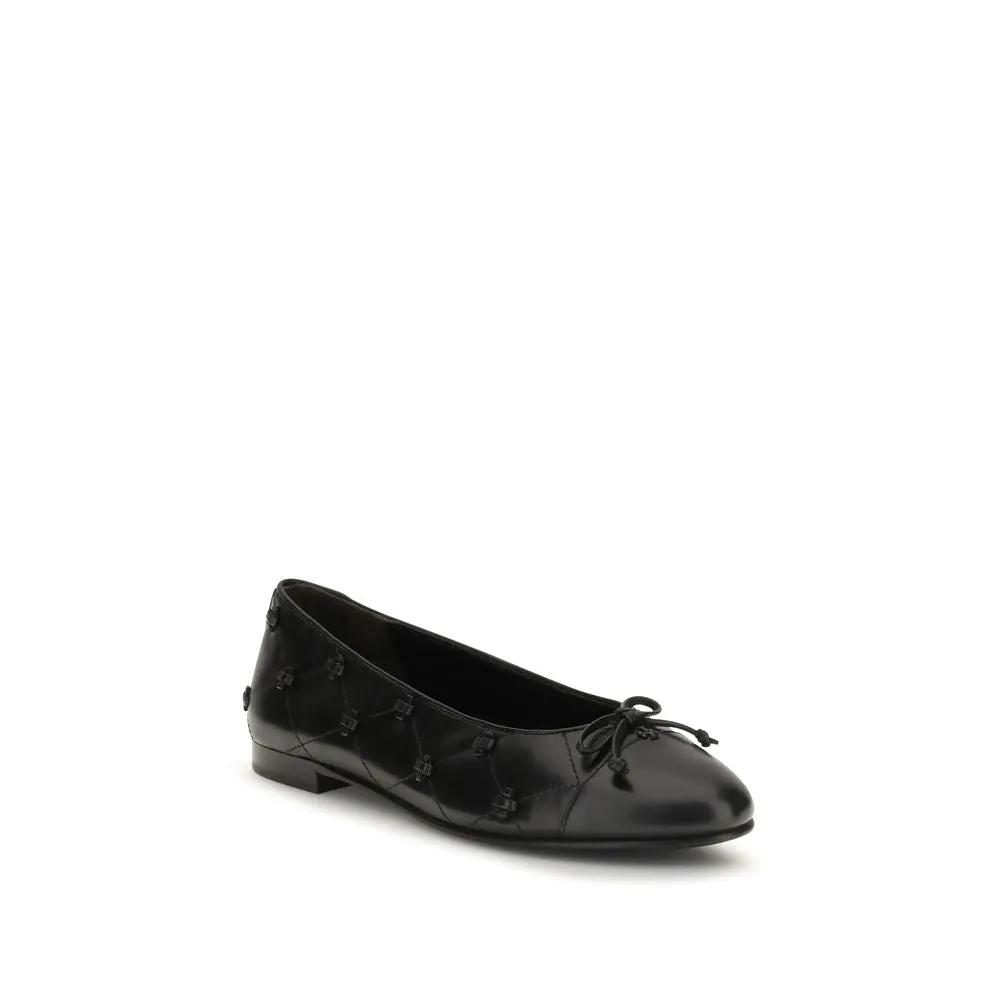 Tory Burch Tory Burch Black Calf Leather Bos Taurus Ballet Flats