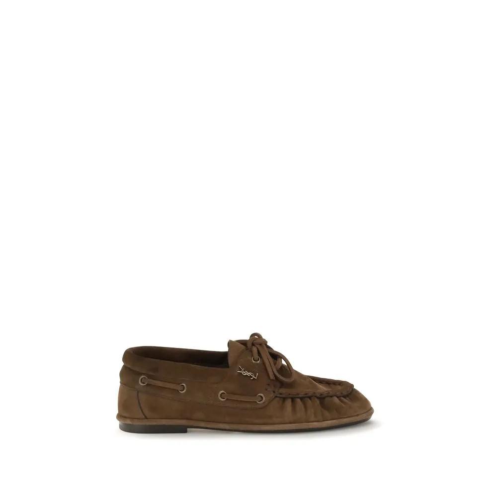 Saint Laurent Saint Laurent Brown Suede Leather Slip-On Loafers