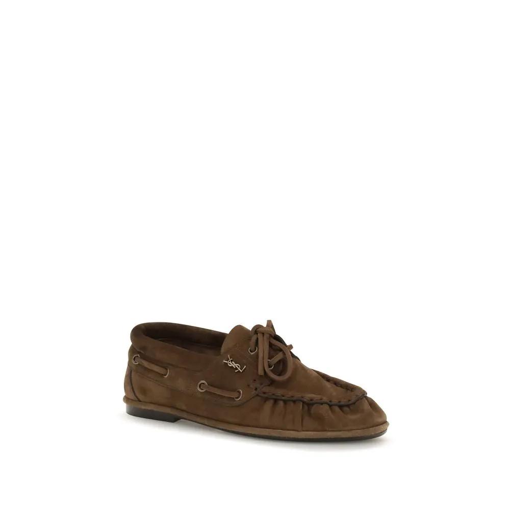 Saint Laurent Saint Laurent Brown Suede Leather Slip-On Loafers
