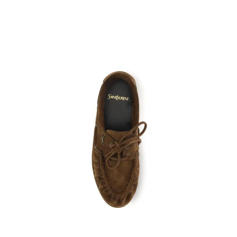 Saint Laurent Saint Laurent Brown Suede Leather Slip-On Loafers