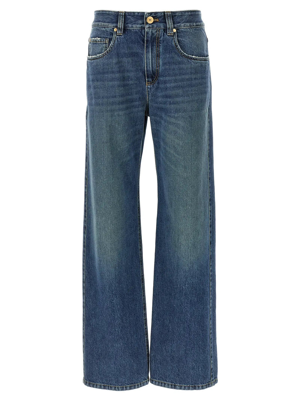 Brunello Cucinelli Blue Cotton Relaxed Fit Jeans