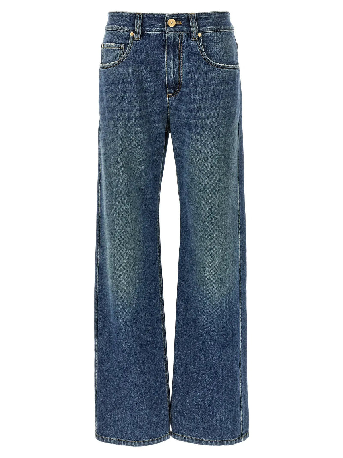 Brunello Cucinelli Blue Cotton Relaxed Fit Jeans