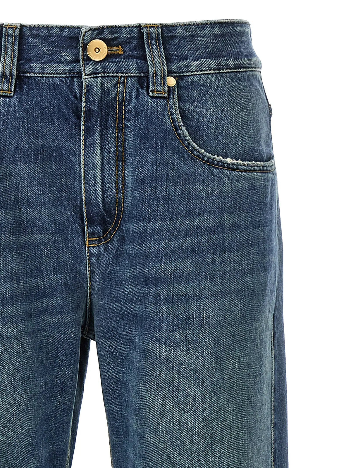 Brunello Cucinelli Blue Cotton Relaxed Fit Jeans