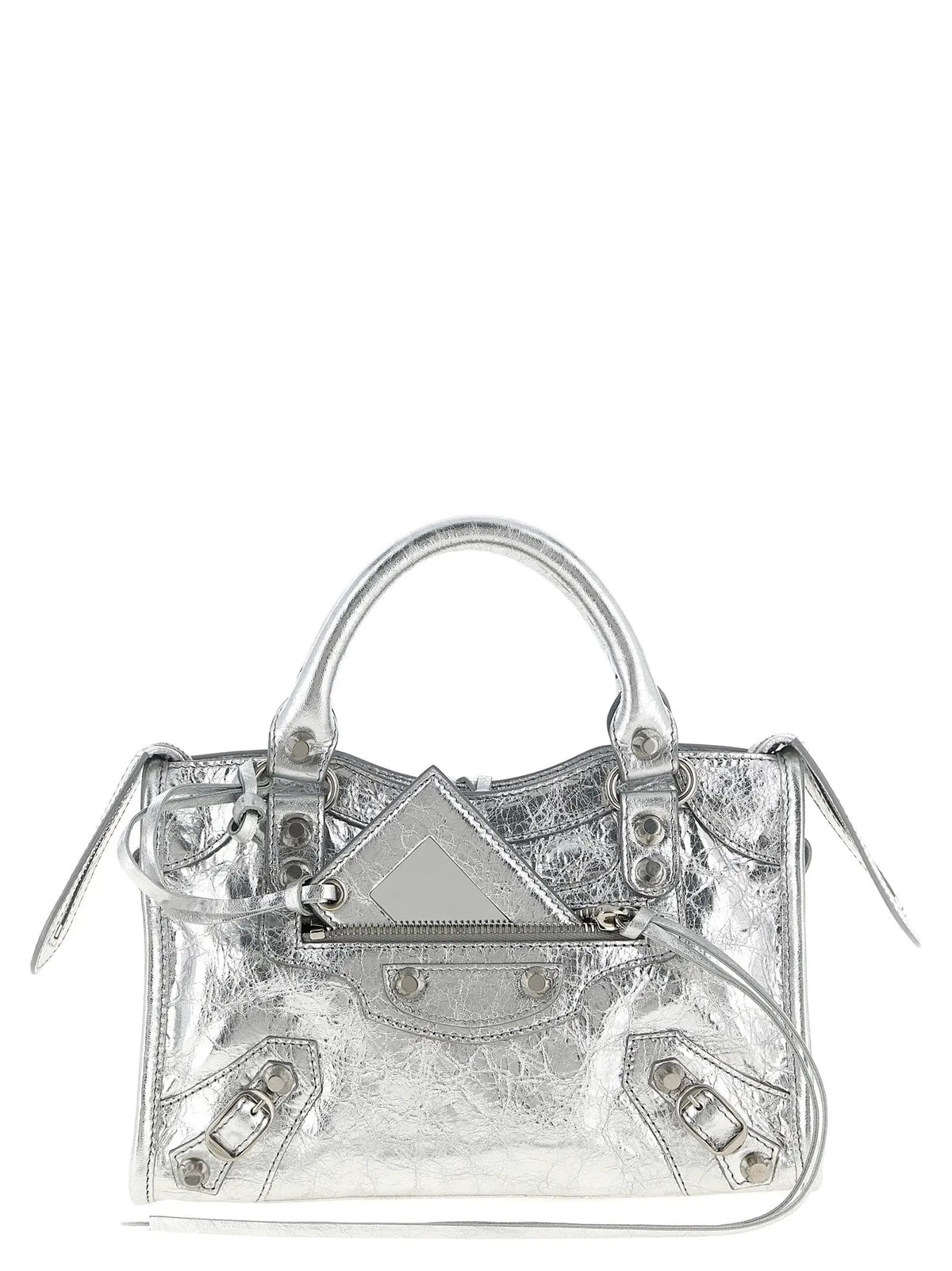 Balenciaga Silver Lamb Leather Handbag