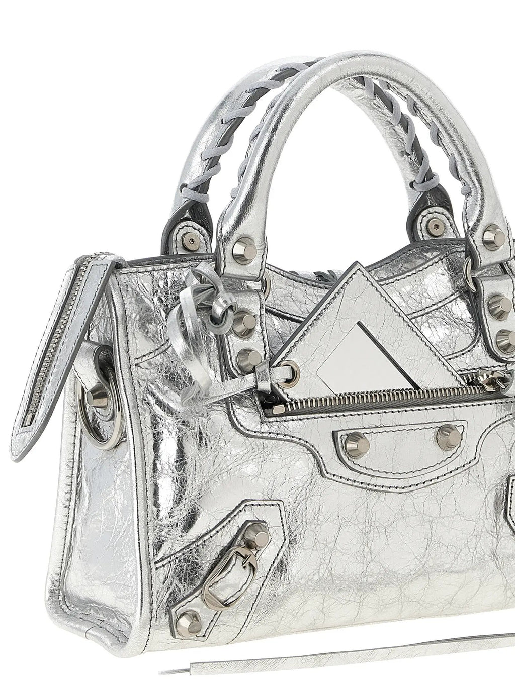 Balenciaga Silver Lamb Leather Handbag