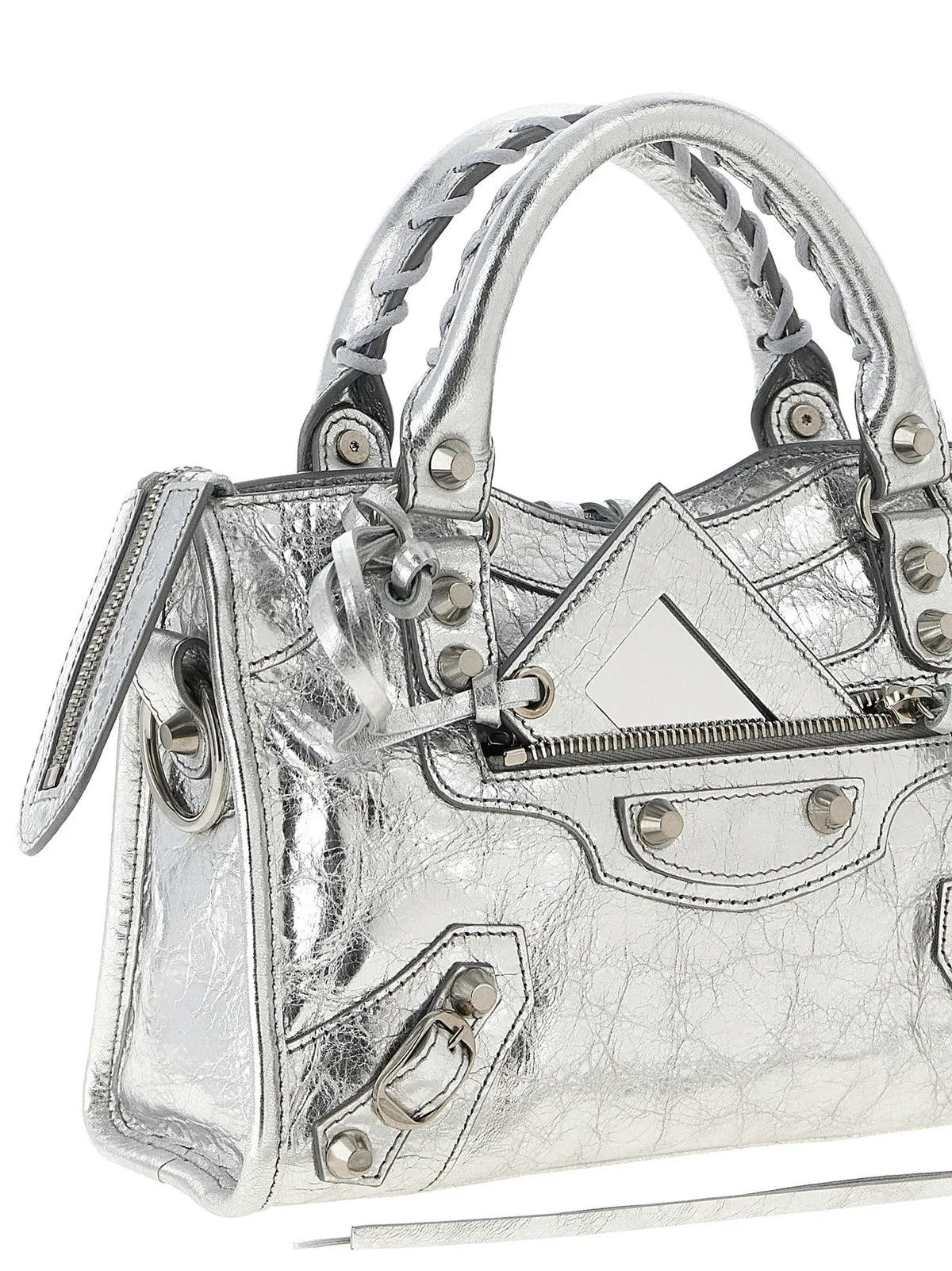 Balenciaga Silver Lamb Leather Handbag