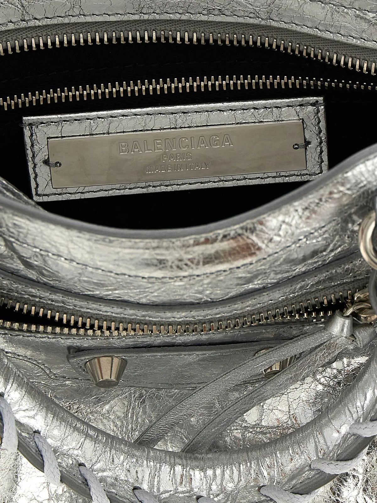 Balenciaga Silver Lamb Leather Handbag