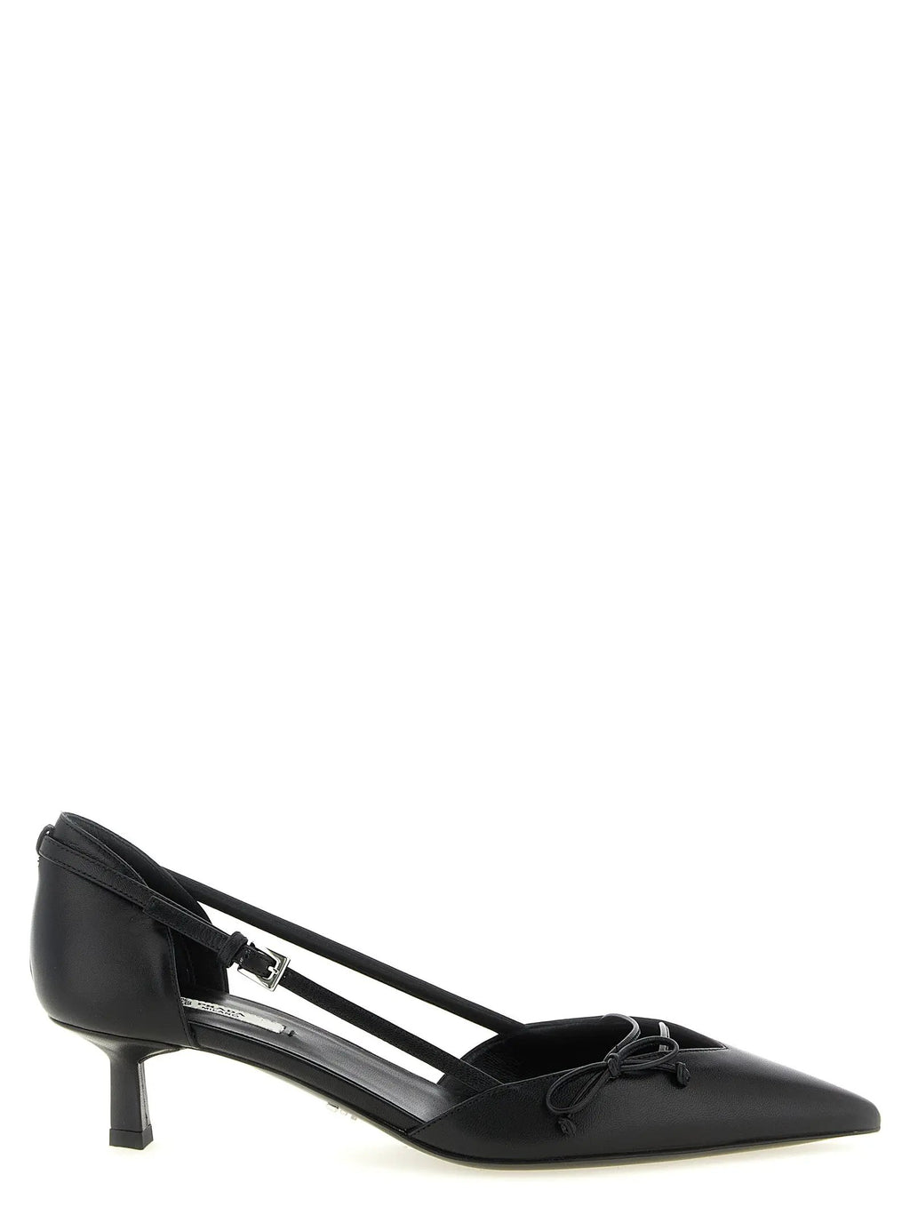 Escarpins mi-talon Prada en cuir de chèvre noir