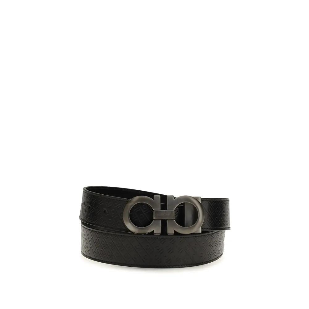 Ferragamo Black Calf Leather Bos Taurus Regular Belt