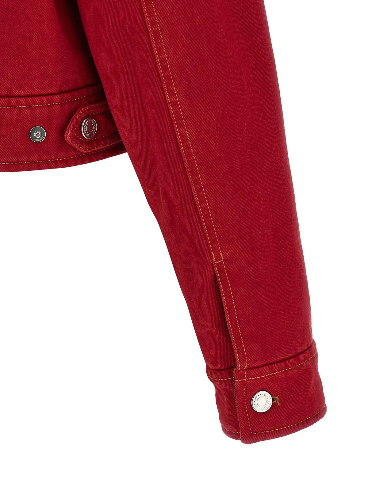 Ami Paris Red Cotton Biker Jacket