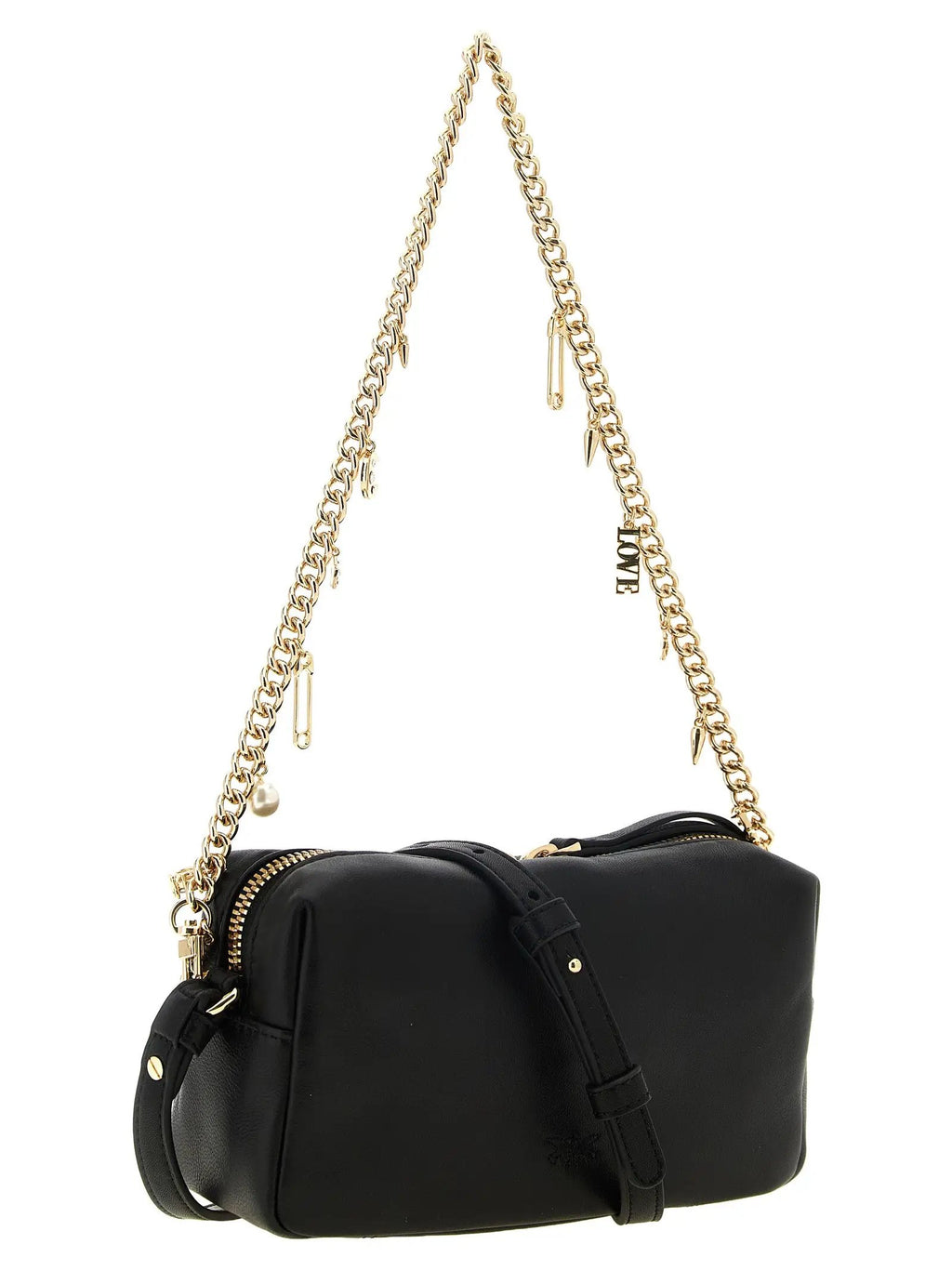 PINKO Black Lambskin Shoulder Bag