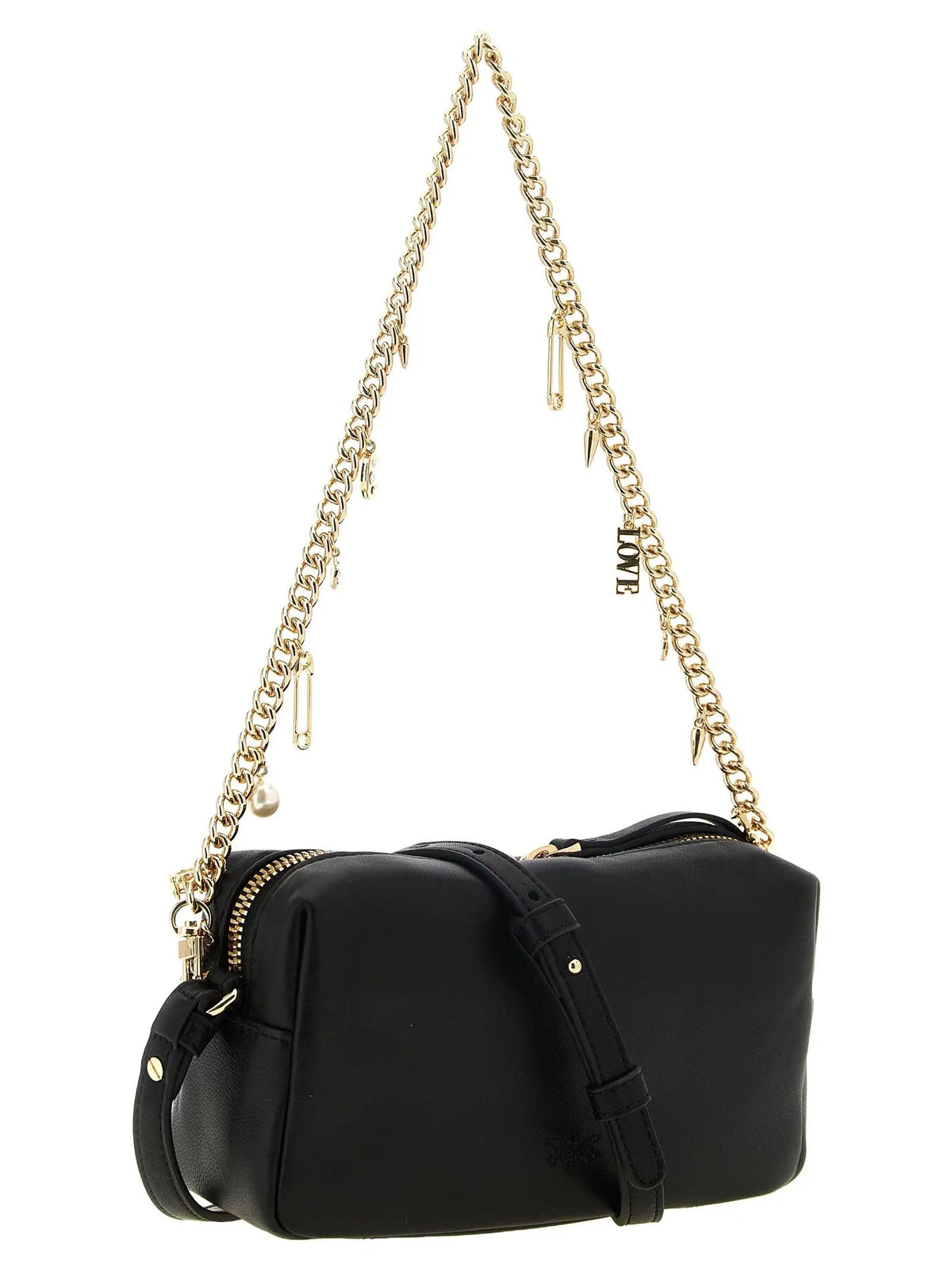 PINKO Black Lambskin Shoulder Bag