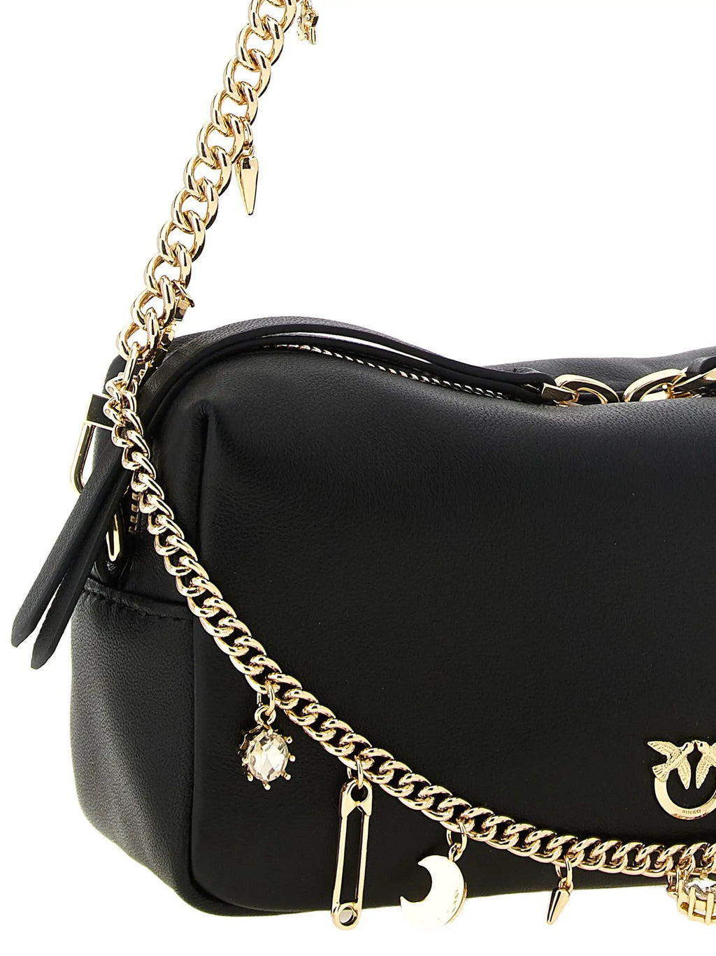 PINKO Black Lambskin Shoulder Bag