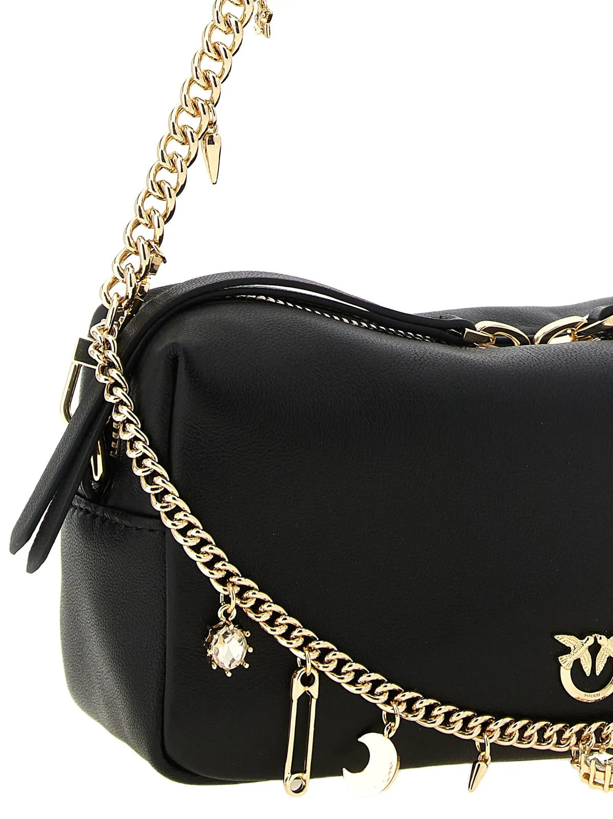 PINKO Black Lambskin Shoulder Bag
