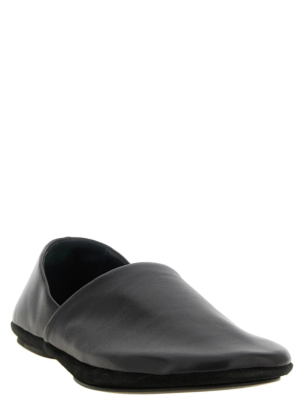 Lemaire Black Lamb Leather Slip-On Loafers